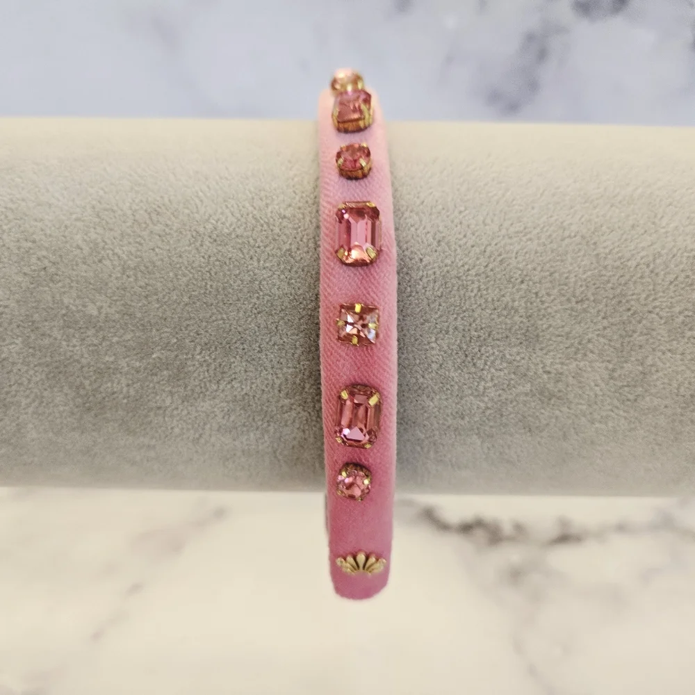 Lele Sadoughi Birthstone OCT - Rectangle Crystal Velvet Gigi Headband Tourmaline